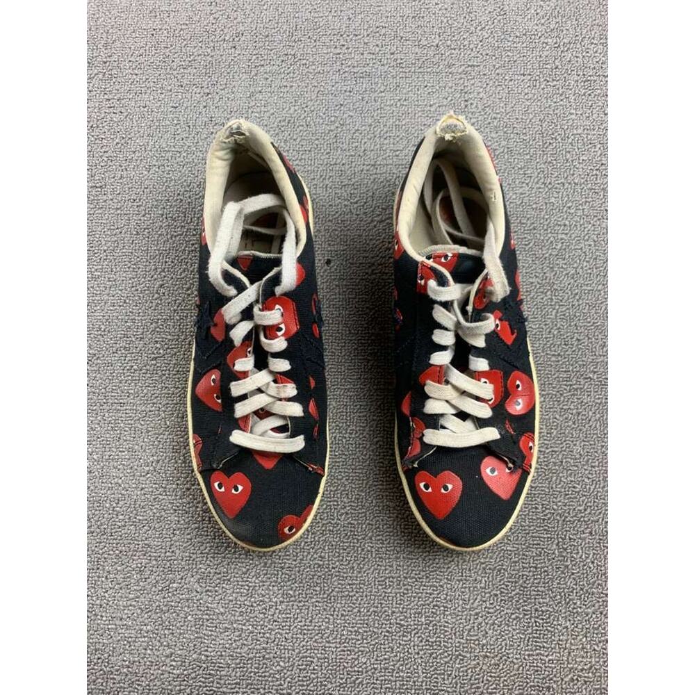 Converse Play Comme Des Garcons Sneakers Men 8 Black Heart Print Low Top Lace Up